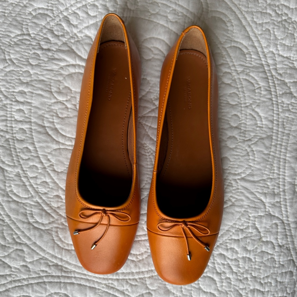Vagabond Orange Leather Ballet Flats Size 8